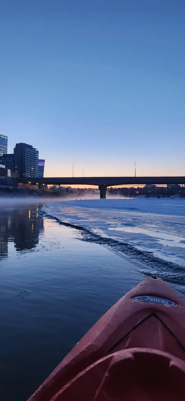 Chris kayaking in winter - embracing AI adventures